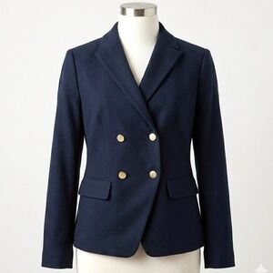 Ann Taylor Loft Mens Navy Blue Double Breasted Blazer Gold Buttons Size 6